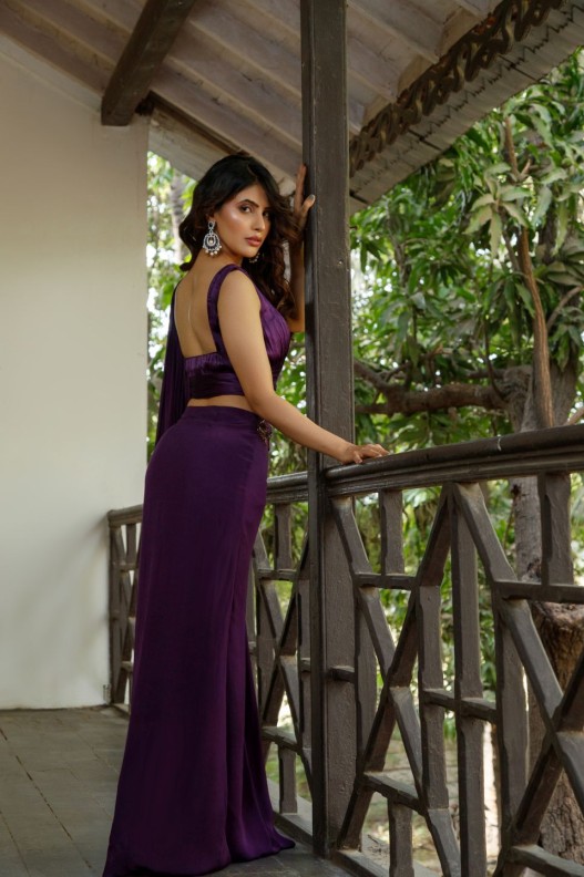 Gathered Leafy Drape Saree Gathered Leafy Drape Saree