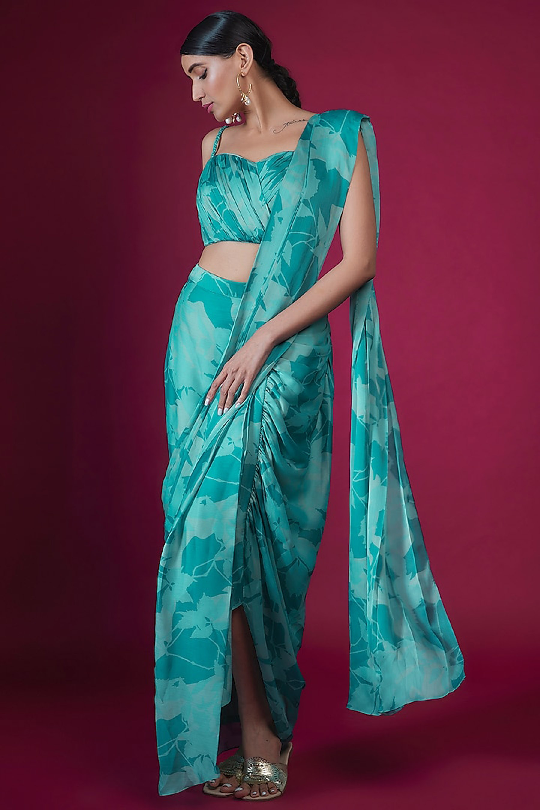 3 Leaf Drape Dhoti Saree