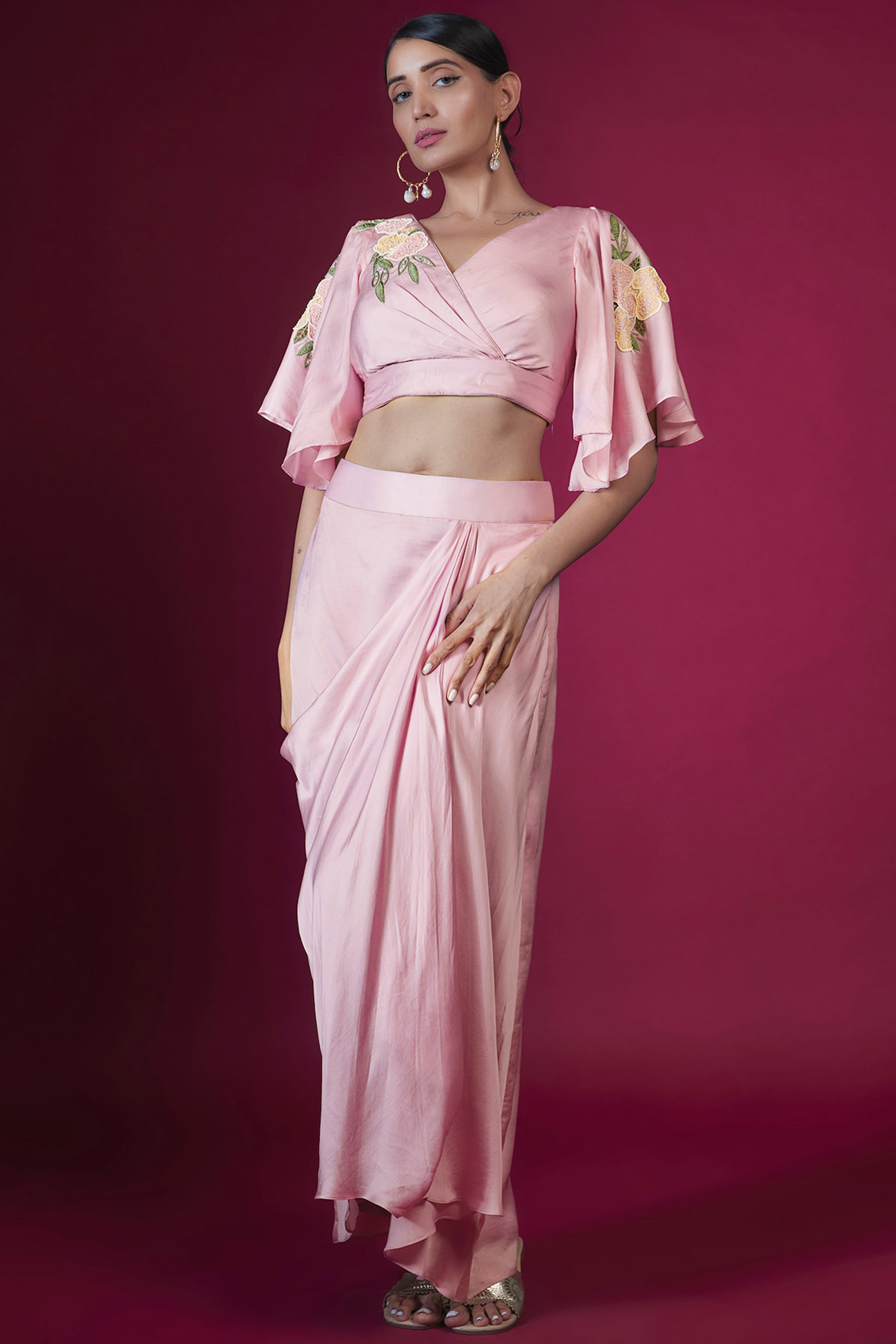 Butterfly Sleeves Dhoti Set