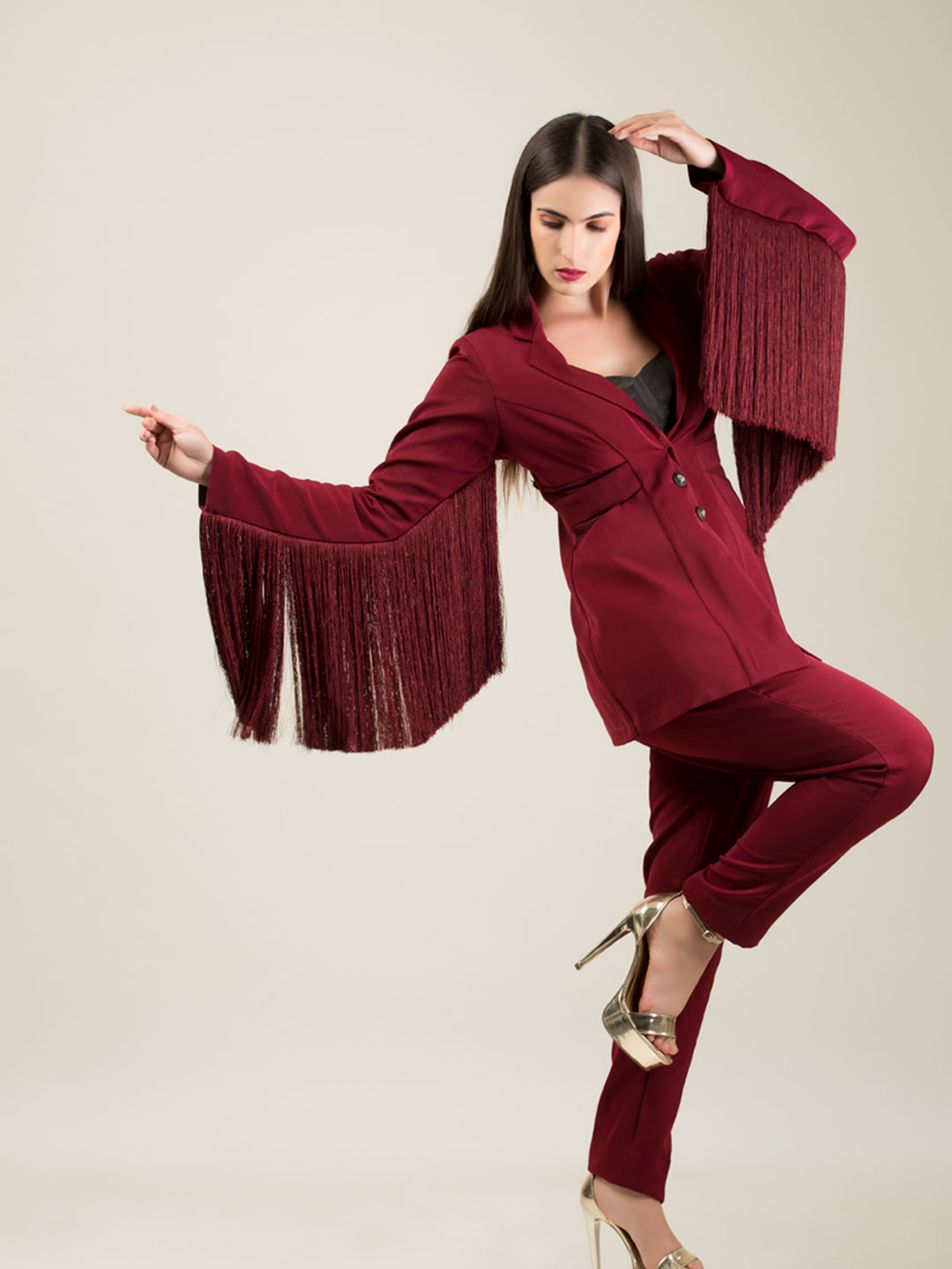 VOLVO FRINGE  BLAZER PANTS SET