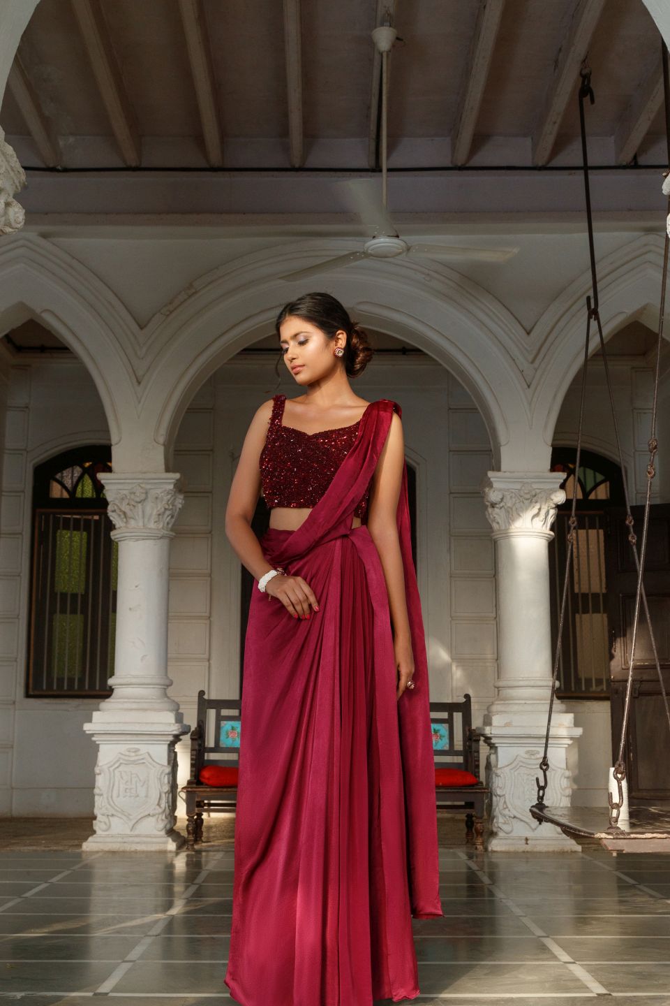 Cluster Drape Cowl Saree